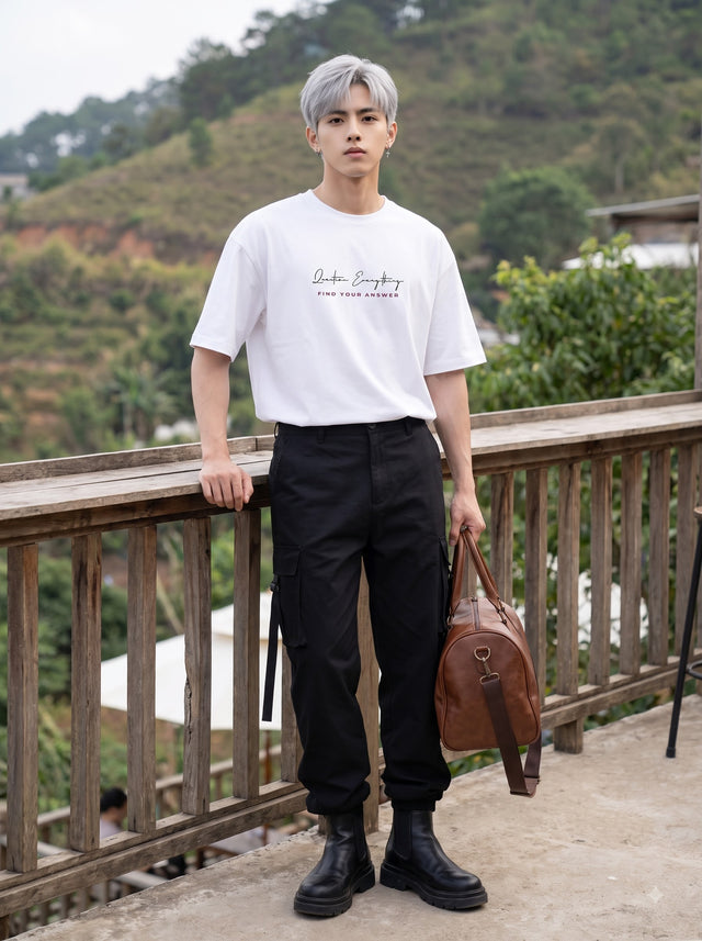 Oversize T-shirt – Minimal Typography / 491