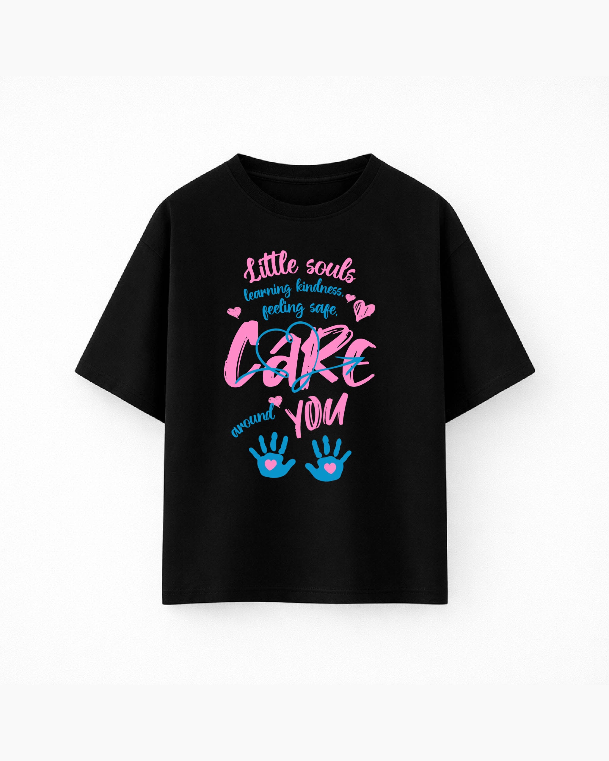 Oversize T-shirt – Cute Typography / 107 - Black