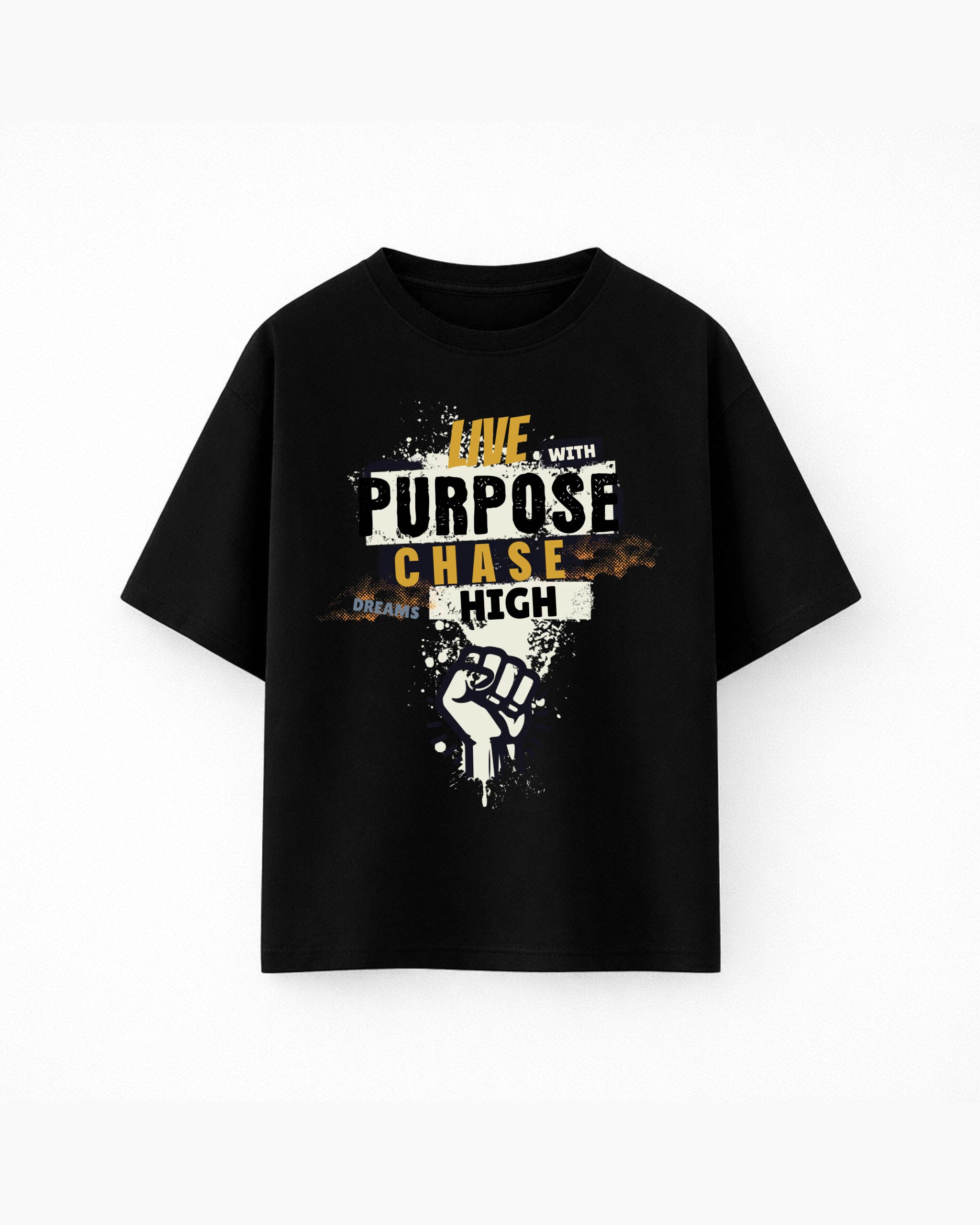 Oversize T-shirt – Grunge Typography / 130 - Black