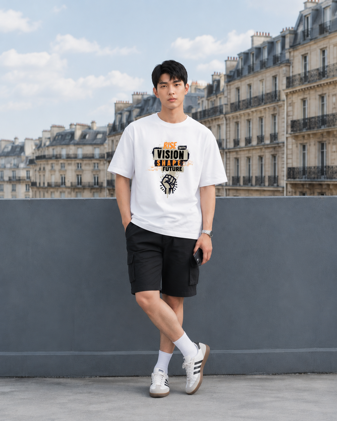 Oversize T-shirt – Grunge Typography / 130