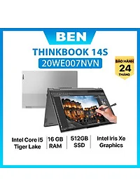 Laptop Lenovo ThinkBook 14s Yoga ITL i5 1135G7/16GB/512GB/14"F/Touch/Pen/Win11/(20WE007NVN)/Xám - Hàng chính hãng